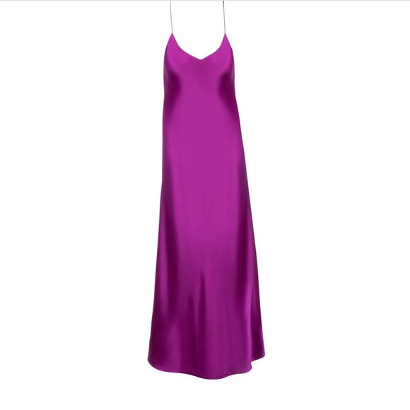 DANNI JO FUCHSIA MOSSY MAXI SLIP DRESS XS! - Picture 2 of 5